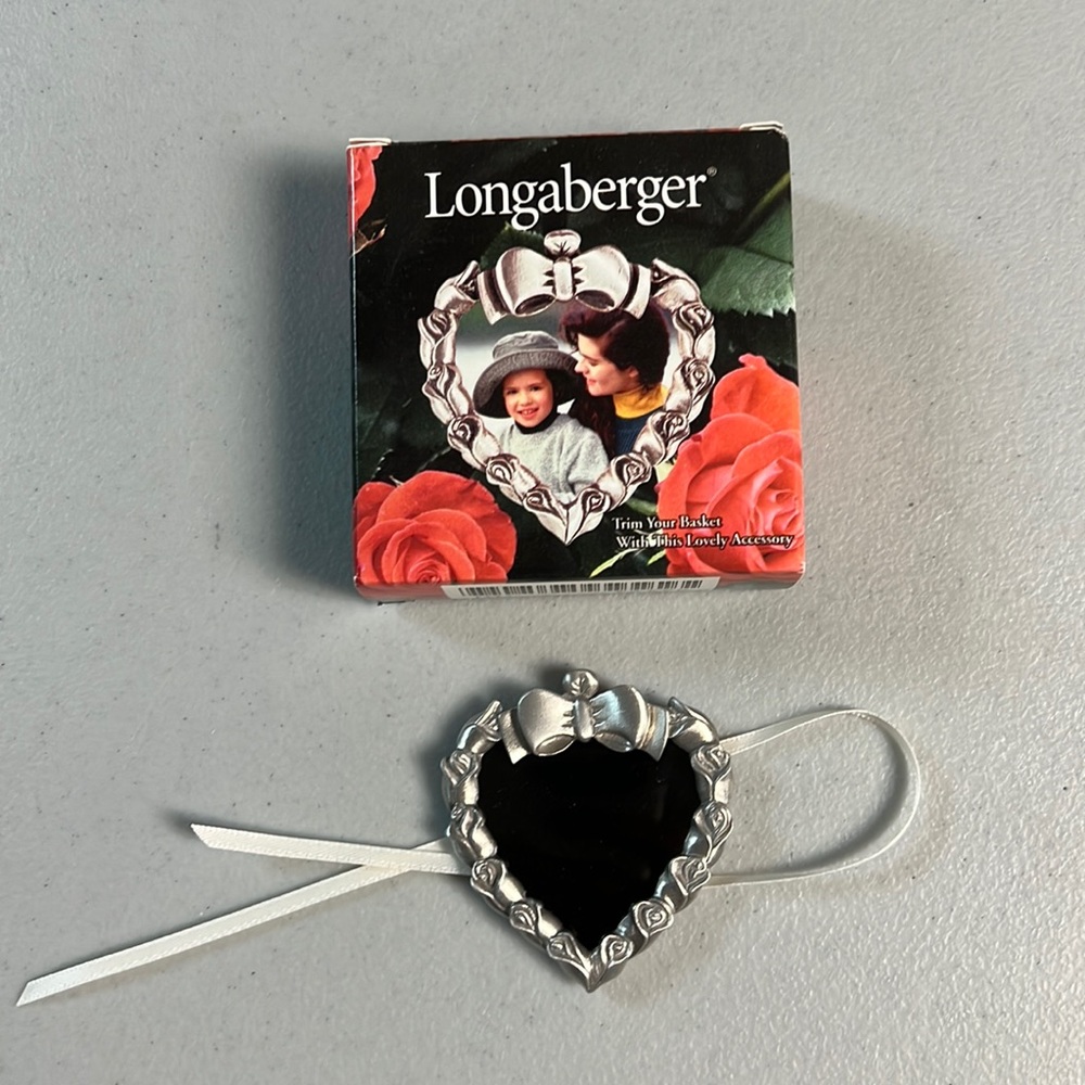 Longaberger pewter heart tie-on/frame